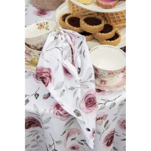 rur napkins cotton set of  x cm white pink cotton roses square napkin fabric  x