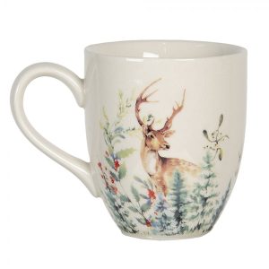 dchmu mug  ml white ceramic deer round tea mug  x