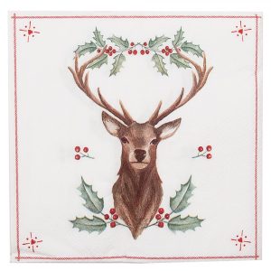 hch napkins paper set of  x cm  white brown paper deer holly leaves square paper napkins  x