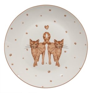 kcsdp breakfast plate o  cm white brown porcelain cats plate x