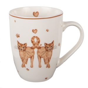 kcsmu mug  ml white brown porcelain cats tea mug x